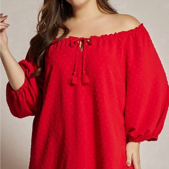 Elegant Red Off-Shoulder Women's Top - Picture 1 of 4
